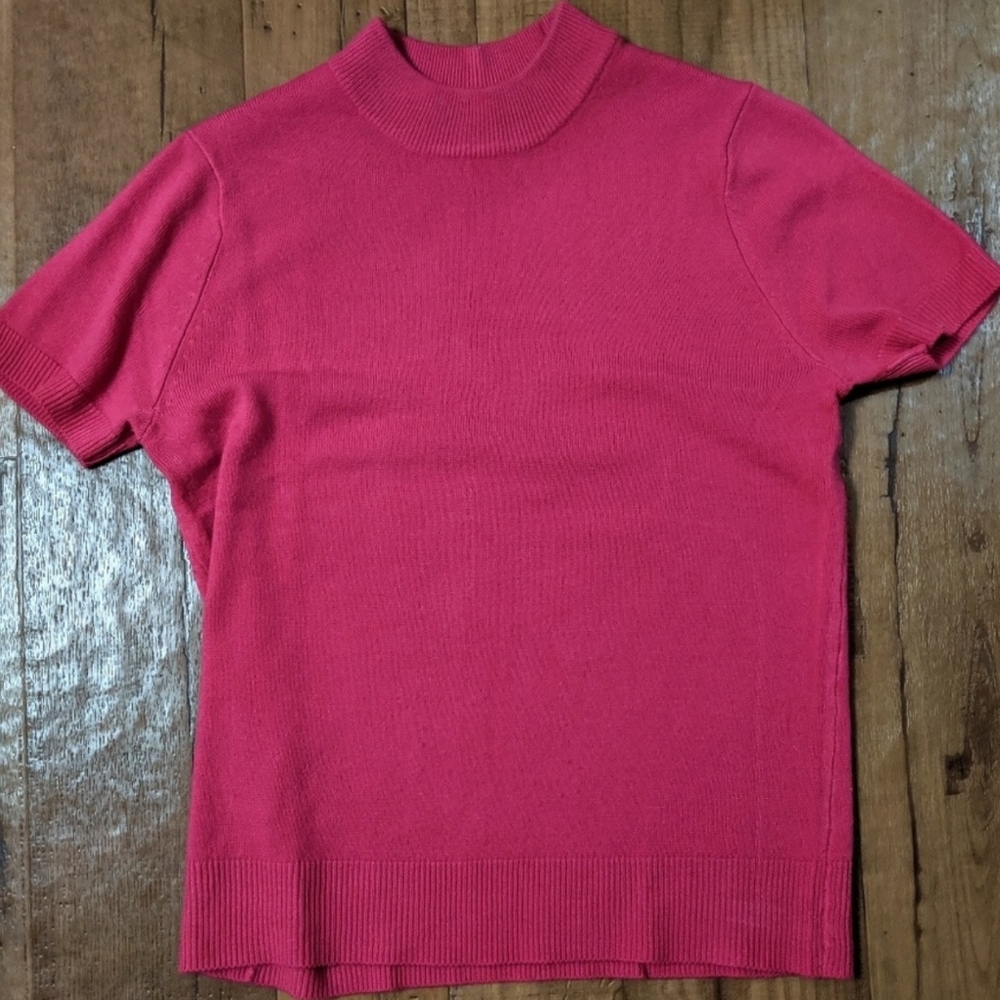 Blair Hot Pink Small Knit Short Sleeve Sweater